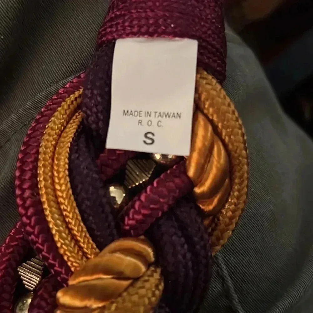 Twisted Braided Beaded Vintage Rope Belt Size Small NWT Gold Purple Burgundy - Picture 13 of 13